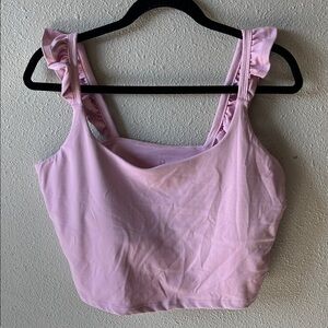 Blogilates Ruffle Strap Sports Bra Crop Tank Top Pink 1X